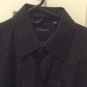 7 Diamonds Black L/S button down